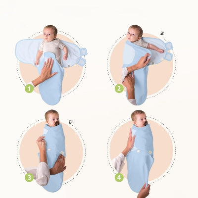 Gigoteuse été Bleu en coton biologique étapes pour emmaillote