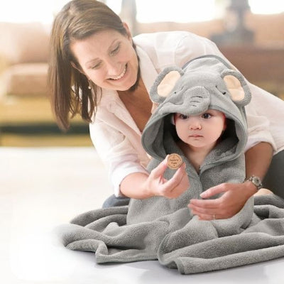 cadeau naissance bebe couverture en coton double face grise moments doux