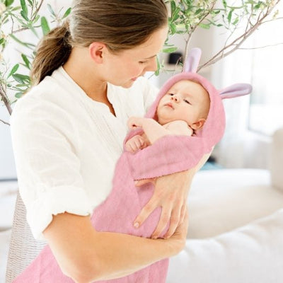 cadeau naissance bebe couverture en coton double face rose sommeil paisible