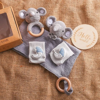 cadeau pour bebe 0 – 12 mois éléphant avec boîte allier praticité