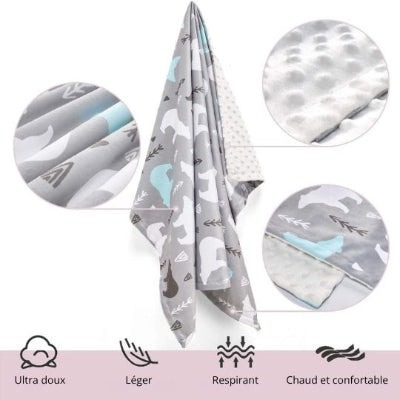 couverture bébé cocon d’ours blanc tissu en microfibre