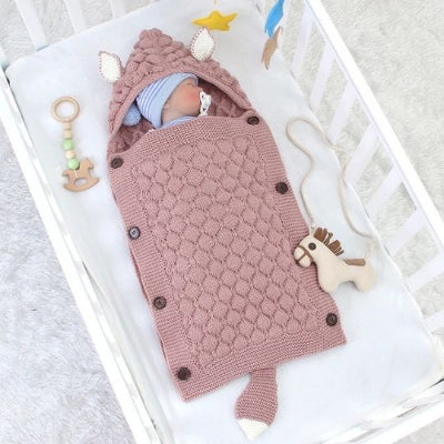 couverture bébé tricot couette de sommeil rose poudre