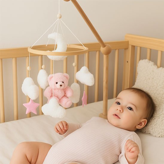 Mobile bebe suspendu avec peluches douces