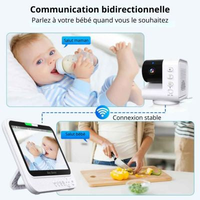 Babyphone - Écran 7, 2 Caméras, Audio Bidirectionnel communication duo