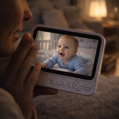 Babyphone - Écran 7, 2 Caméras, Audio Bidirectionnel parler avec bébé