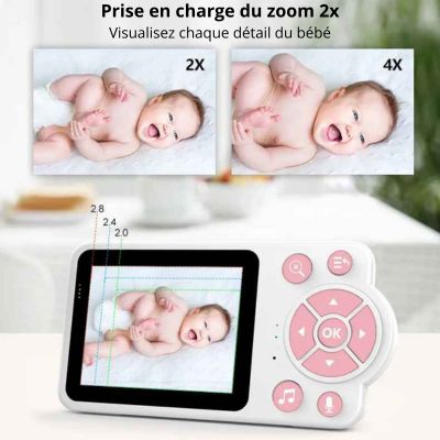 Babyphone camera Vision nocturne infrarouge lapin rose zoom 4x
