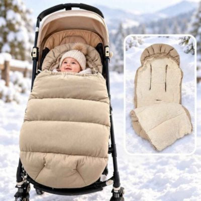 Chancelière poussette hiver doublure sherpa et capuche beige