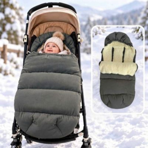 Chancelière poussette hiver doublure sherpa et capuche grise