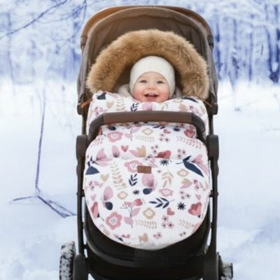 Chancelière poussette pour hiver fleurs roses