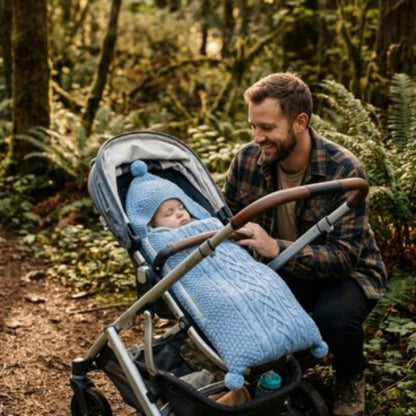 Chancelière tricot pour bébé 0-1 an Cocon douillet bleu