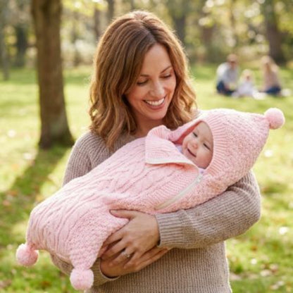 Chancelière tricot pour bébé 0-1 an Cocon douillet rose
