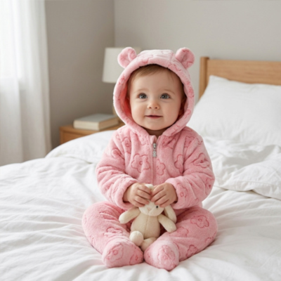 Combinaison bebe Barboteuse fille douce et chaude avec bébé réveillé