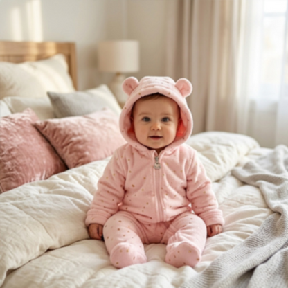 Combinaison bebe Barboteuse fille douce et chaude avec étoiles