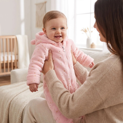 Combinaison bebe Barboteuse fille douce et chaude bébé heureux