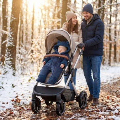 Combinaison hiver bebe en suédine synthétique et laine d'agneau marine