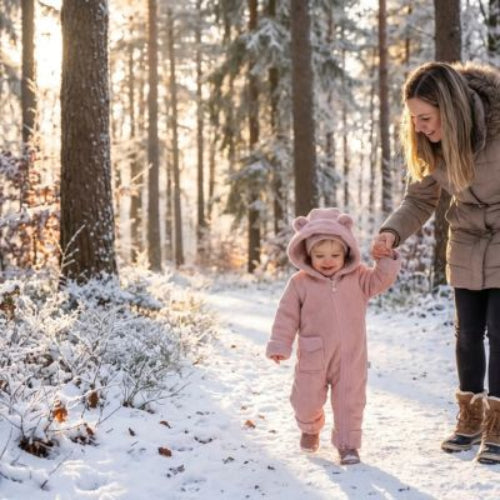 Combinaison hiver bebe en suédine synthétique et laine d'agneau rose
