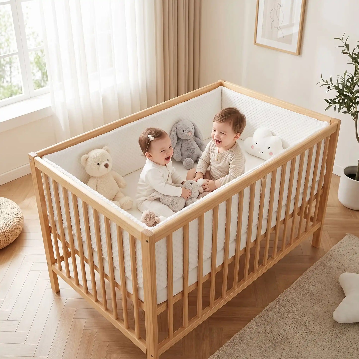 Coussin protection lit bebe sécuritaire blanc