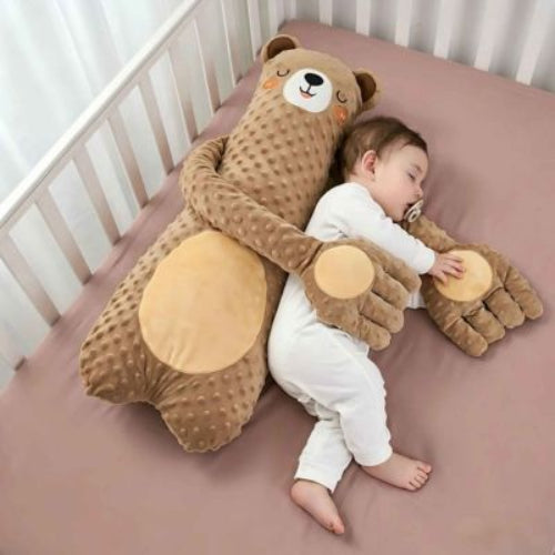 Doudou ours marron paume de main apaisant avec télécommande