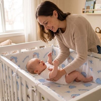 Ensemble de literie Bleu bébé avec maman