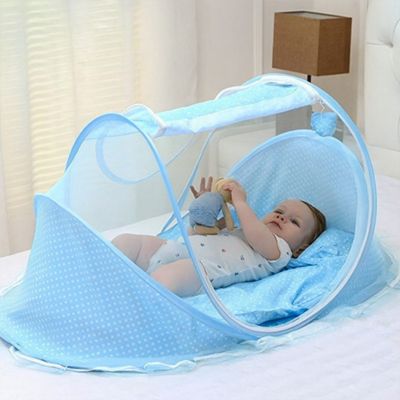 Lit moustiquaire bébé bleu portable avec moustiquaire intégrée