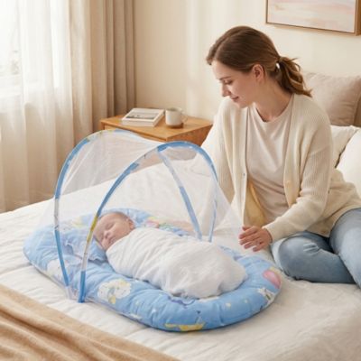 Lit moustiquaire bebe portable avec structure légère et matelas confortable