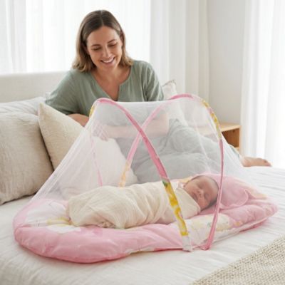 Lit moustiquaire bebe rose avec matelas – Lit de voyage confortable et léger