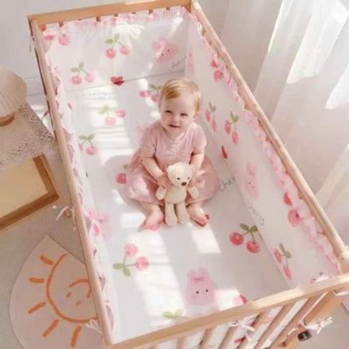 Literie bebe Ensemble Rose 5 pièces en coton naturel lapin