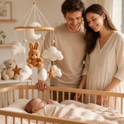 Mobile lit bébé Petit Lapin dans la chambre avec bébé et ses parents
