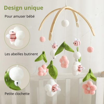 Mobile pour bébé Abeilles roses design unique