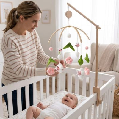 Mobile pour bébé Abeilles roses petite clochette