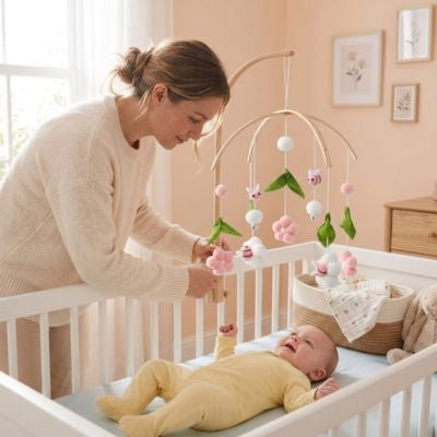 Mobile pour bébé Abeilles roses support sécuritaire