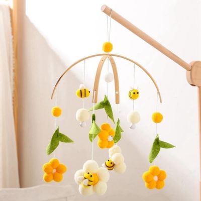 Mobile pour bébé Petites Abeilles avec support en bois