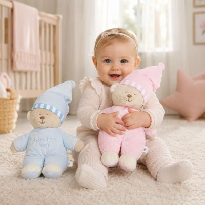 Ours en peluche doux rose et bleu pour bébés