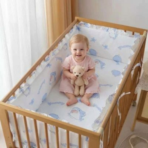 Parure de lit en coton Ensemble de literie bebe Bleu dauphins