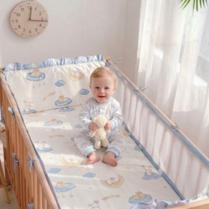 Parure de lit en coton Ensemble de literie bebe Bleu lapins
