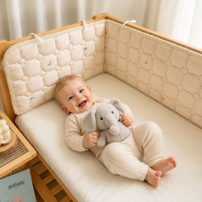 Tour de lit Pare-chocs en pur coton beige