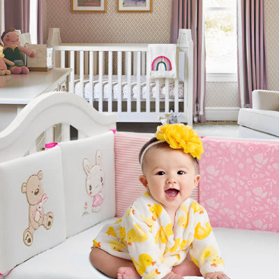 Tour de lit pour bebe ourson rose