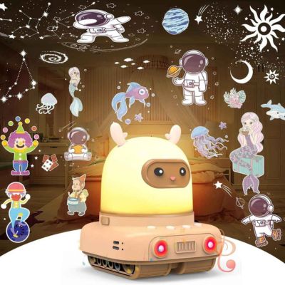 Veilleuse bébé  Robot projecteur 3 en 1 orange