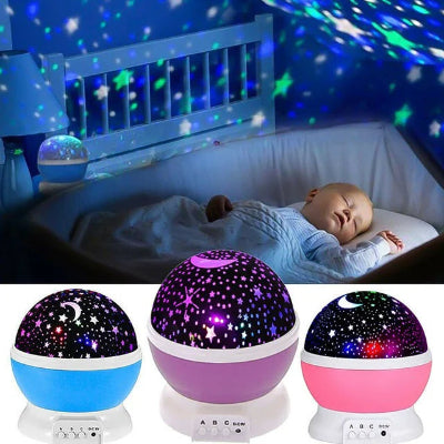 Veilleuse bébé projection plafond BabyNight™ violet étoilé