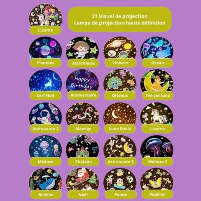 Veilleuse bébé projection plafond Robomix™ 3 en 1 thèmes différents
