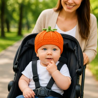 bonnet bebe citrouille halloween bébé en parc