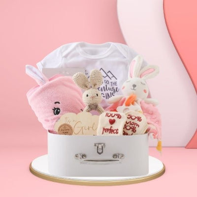 cadeau naissance bebe couverture en coton double face rose