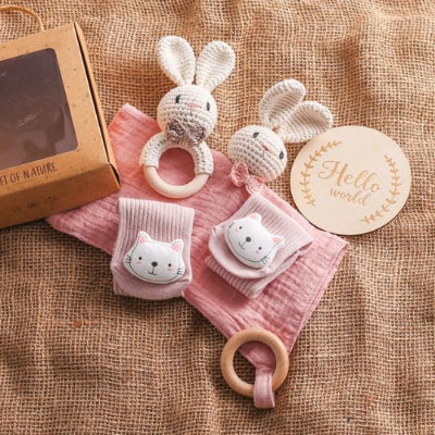 cadeau pour bebe 0 – 12 mois lapin avec boîte allier praticité