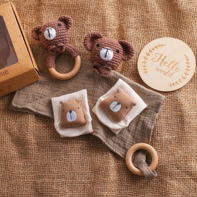 cadeau pour bebe 0 – 12 mois ours avec boîte allier praticité