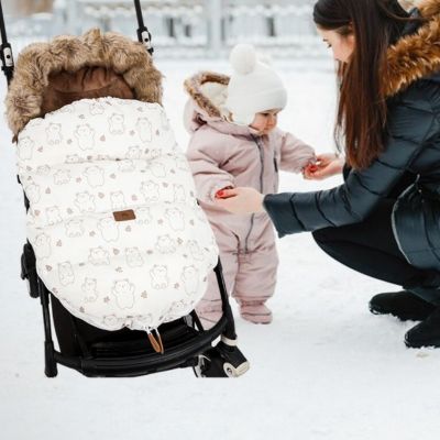 chancelière poussette oursons beige en hiver