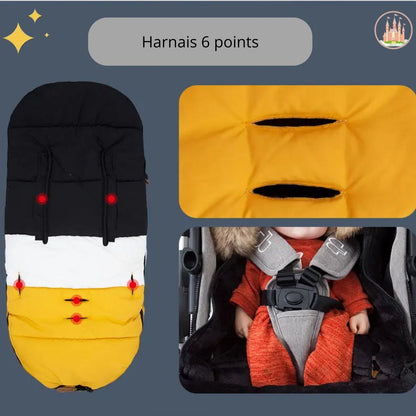 Chancelière Poussette | Tricolore Noir Blanc Jaune