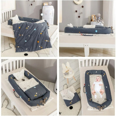 cocon bebe espace double face avec oreiller et couette