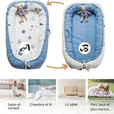 cocon pour bebe bleu océan double face