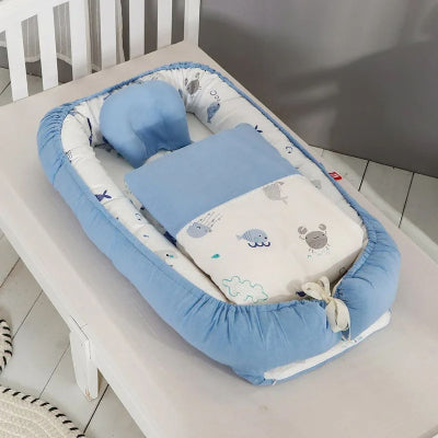 cocon pour bebe bleu océan lit d'enfant