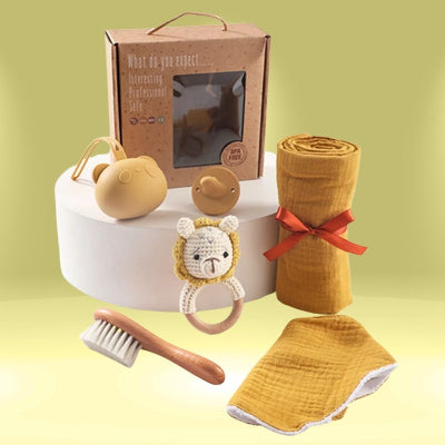 coffret cadeau naissance lion 7 pièces